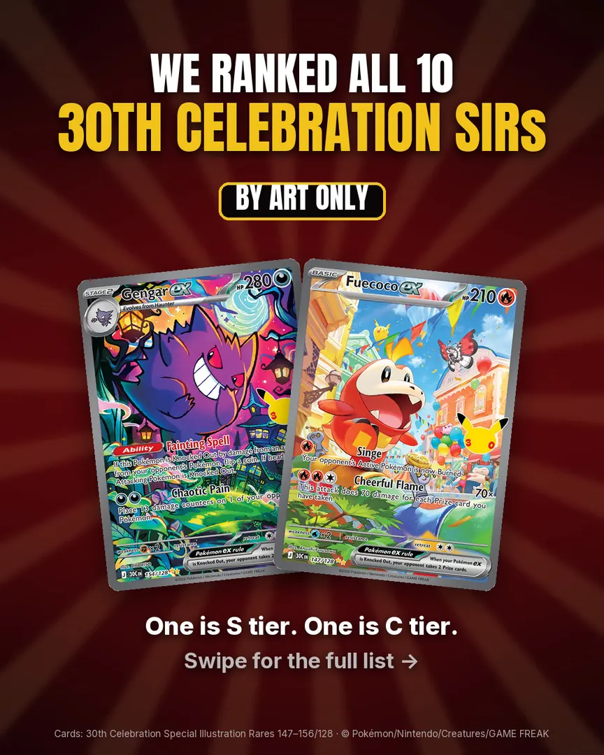 30th Celebration SIRs Ranked, by Art Only, slide 1 of 7